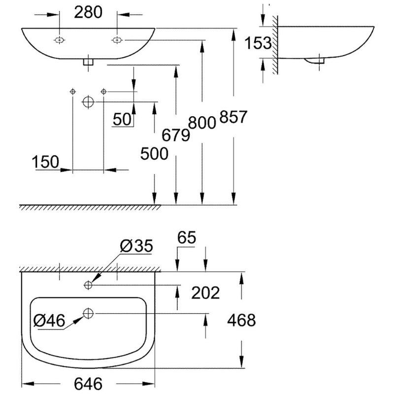 Lavabo en céramique GROHE Bau 65 cm