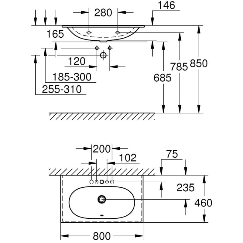 Lavabo pour meuble GROHE Essence 80 cm