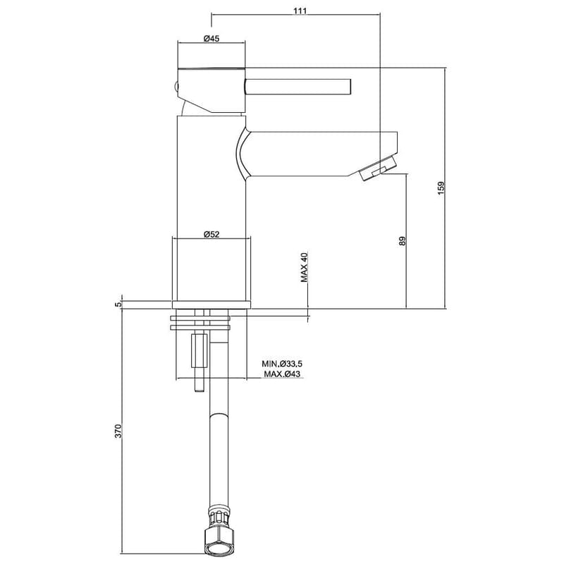 Mitigeur monocommande de lavabo KRONENBACH AQA 2.0 sans garniture de vidage