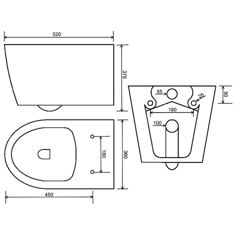 WC suspendu KRONENBACH Tube sans rebord