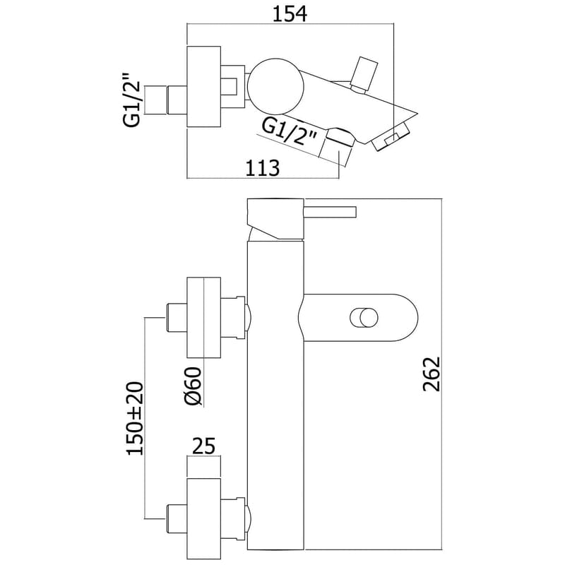 KRONENBACH Lima 2.0 Mitigeur de bain en saillie