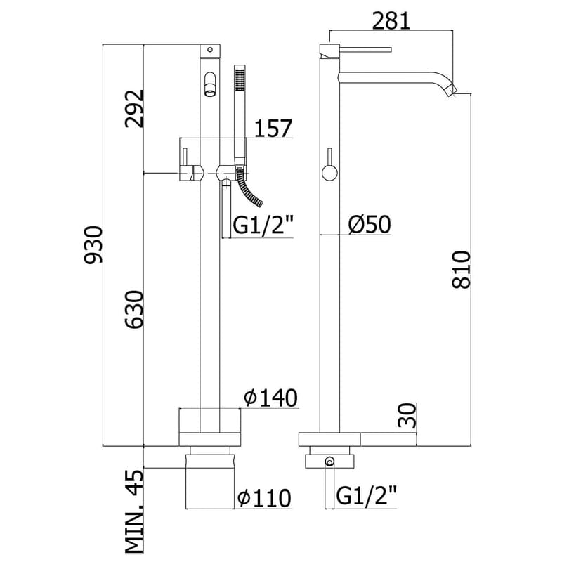 Mitigeur de bain sur pied KRONENBACH Lima 2.0