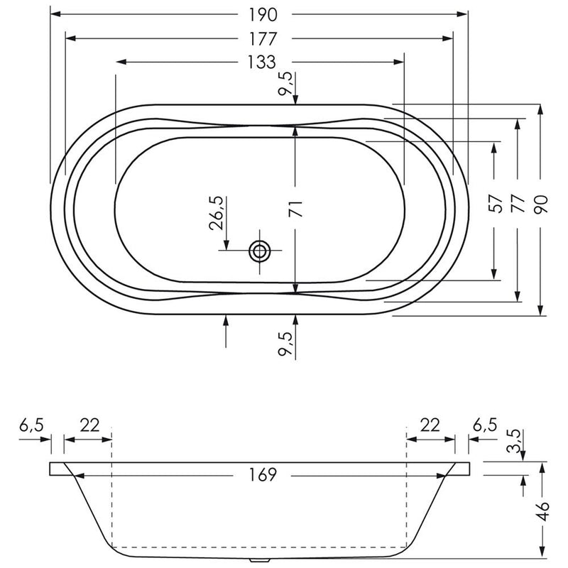 Baignoire ovale Steinkamp Life 190 x 90 cm