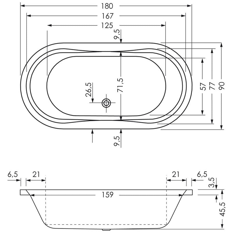 Baignoire ovale Steinkamp Life 180 x 90 cm
