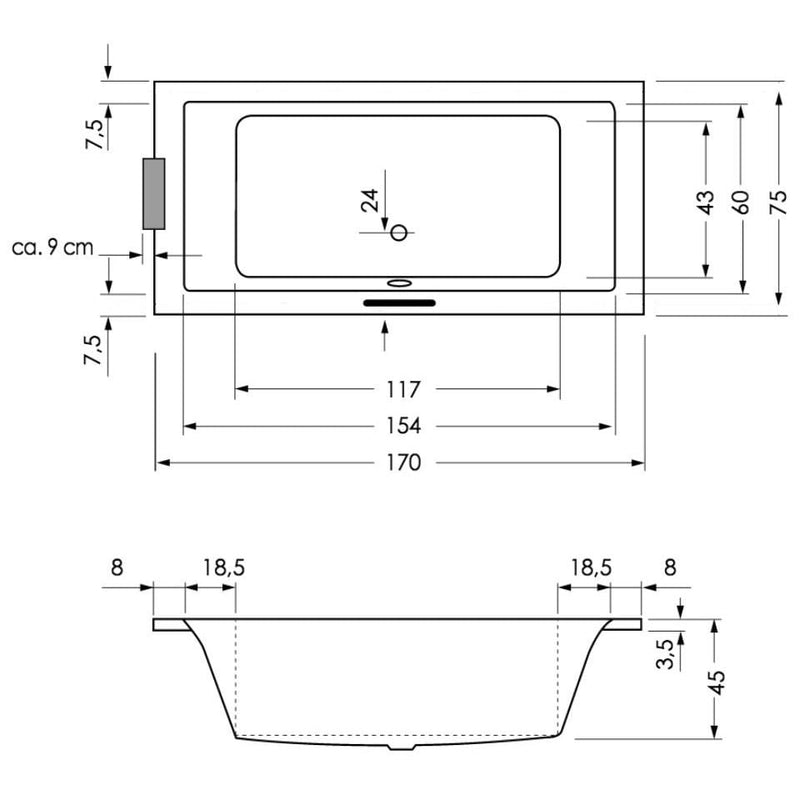 Steinkamp Life baignoire 170 x 75 cm