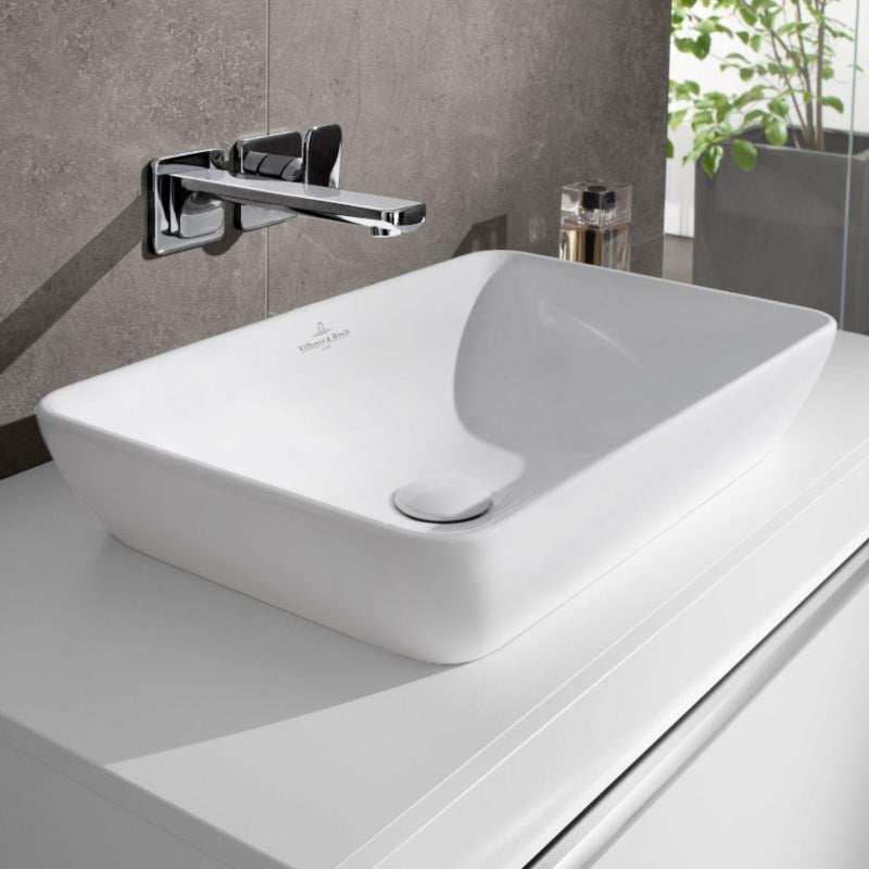 Vasque à poser semi-encastrée Villeroy & Boch Venticello 55 x 36 cm, sans trou pour robinetterie