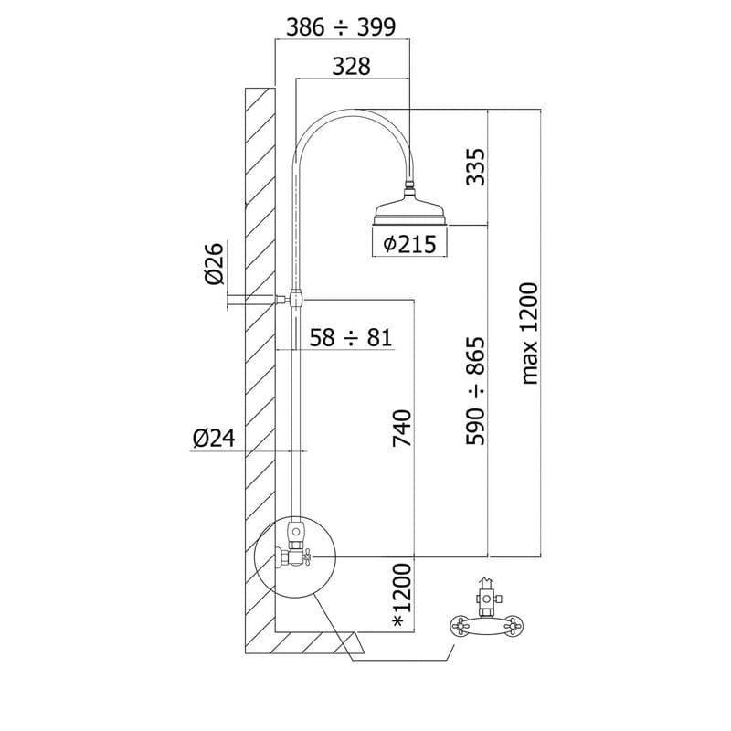 Système de douche apparent KRONENBACH IOTA 2.0