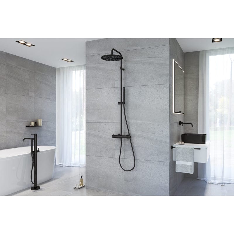 Système de douche KRONENBACH Lima 2.0 noir avec thermostat, pommeau de douche Ø 30 cm