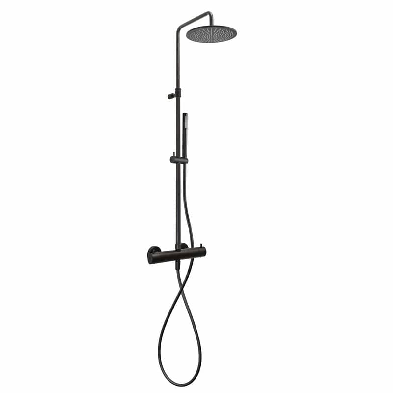 Système de douche KRONENBACH Lima 2.0 noir avec thermostat, pommeau de douche Ø 30 cm