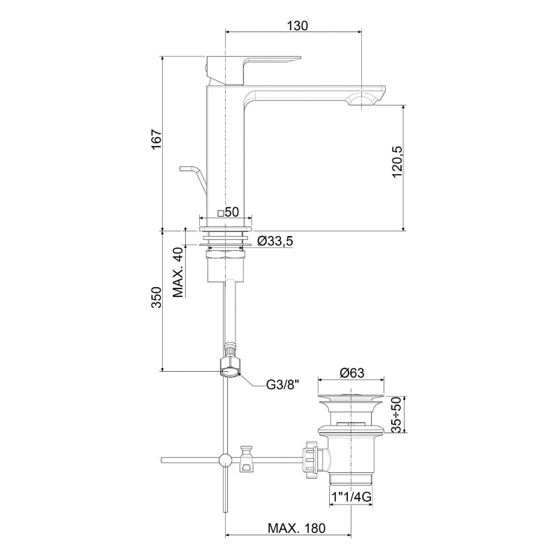 Mitigeur monocommande de lavabo KRONENBACH Quara 3.0, chromé