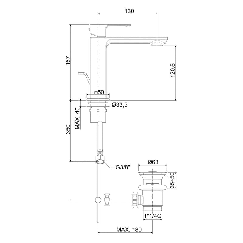 Mitigeur monocommande de lavabo KRONENBACH Quara 3.0, noir