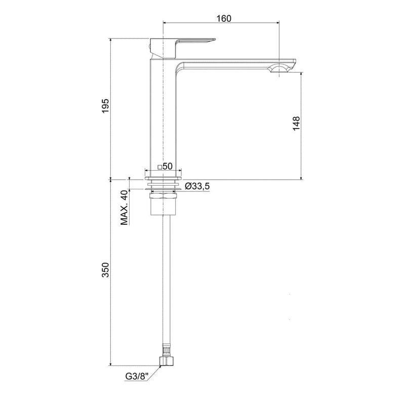 Mitigeur monocommande de lavabo KRONENBACH Quara 3.0 XL, noir