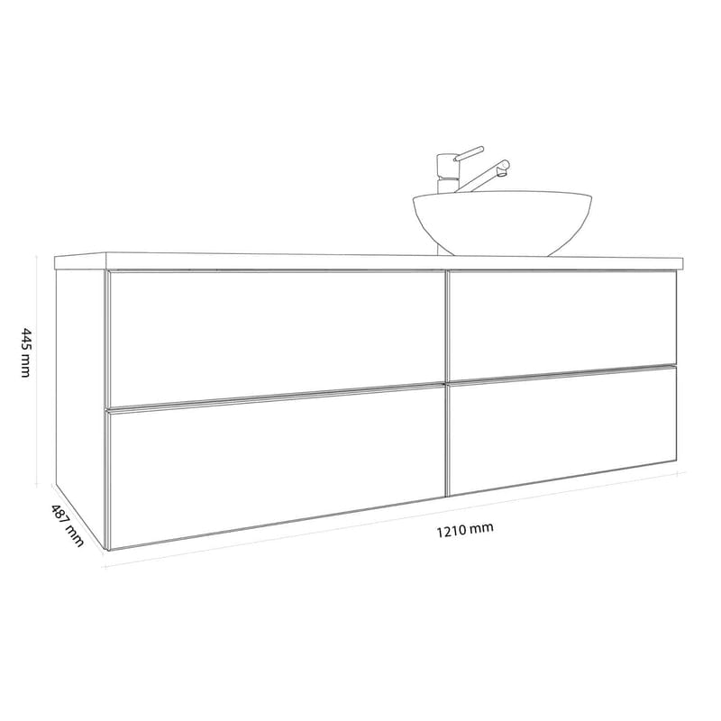 Meuble sous-vasque Cube KRONENBACH 121 cm avec 4 tiroirs et TIP-ON