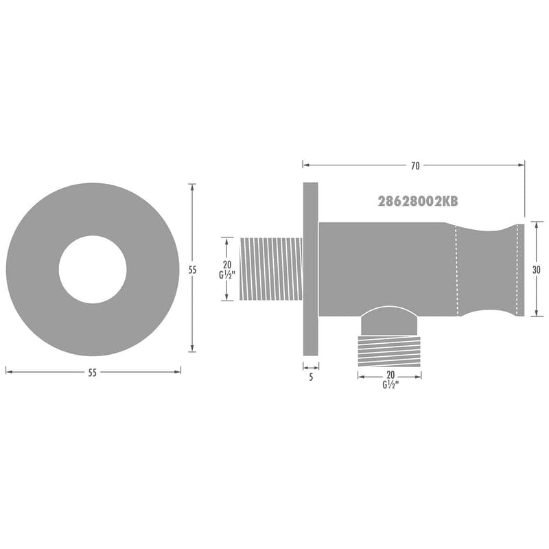 Coude de raccordement mural KRONENBACH SUPRA 2.0 avec support de douche