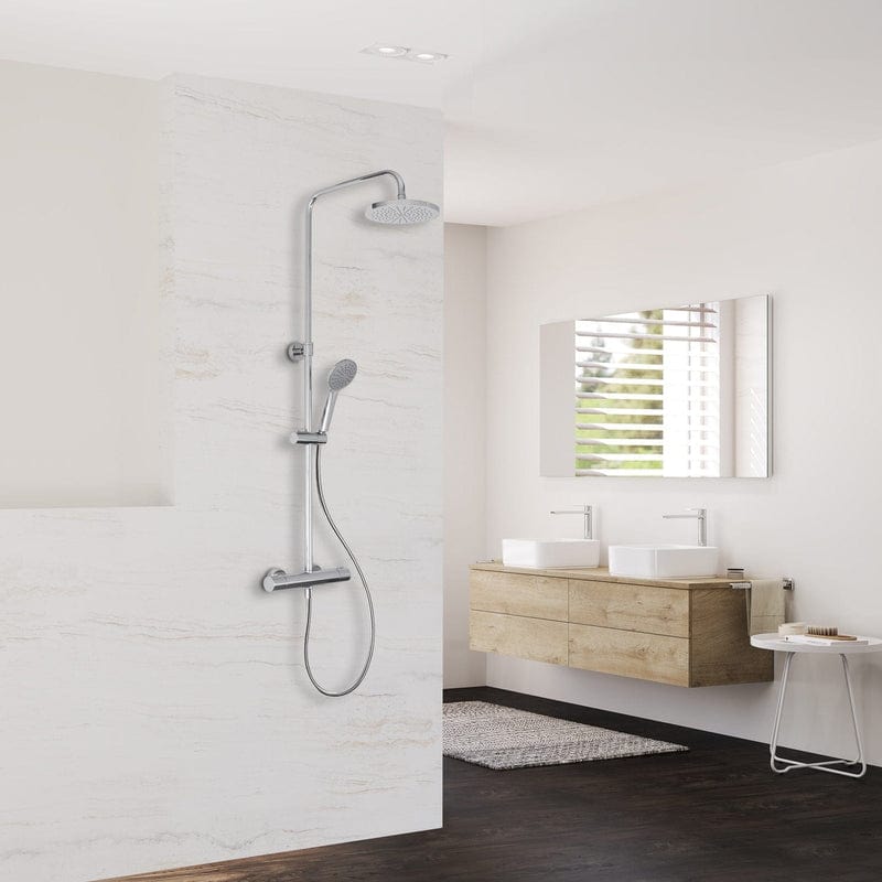 Système de douche apparent KRONENBACH rond avec thermostat et douche de tête Ø 20 cm