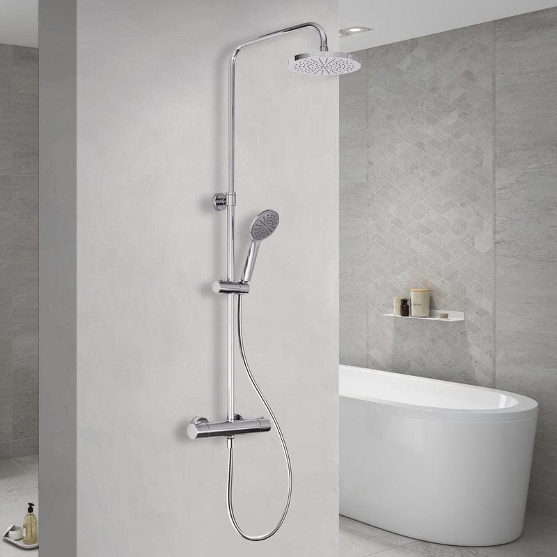 Système de douche apparent KRONENBACH rond avec thermostat et douche de tête Ø 20 cm