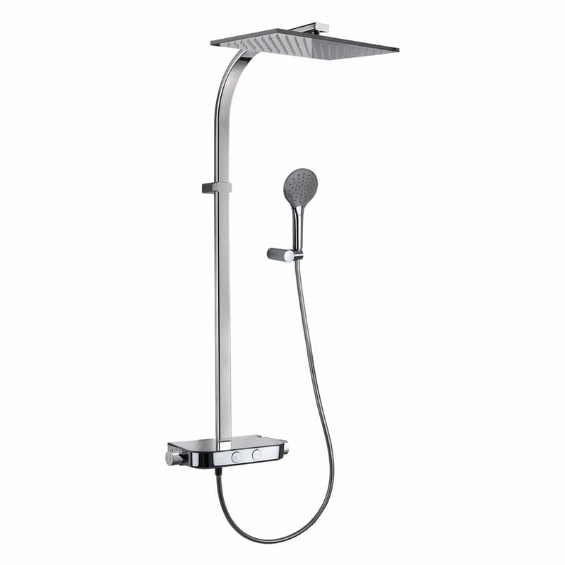 Système de douche apparent KRONENBACH avec thermostat Smart Push et tablette en verre