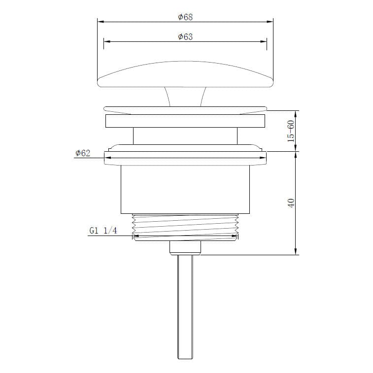 Robinet de vidange KRONENBACH à tige ronde, courte, couvercle en céramique