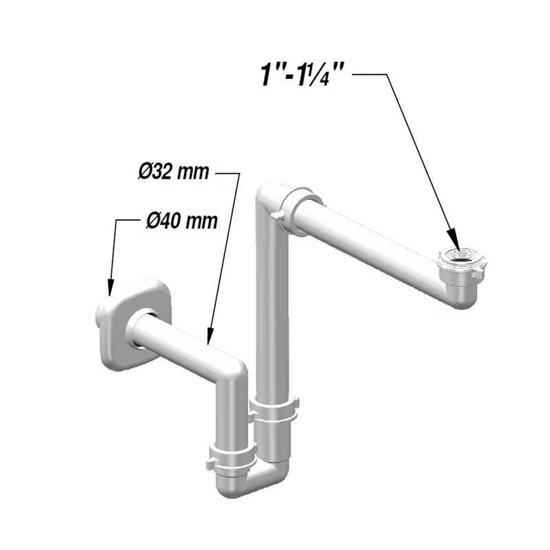 Siphon gain de place Kronenbach pour lavabo et plan-vasques