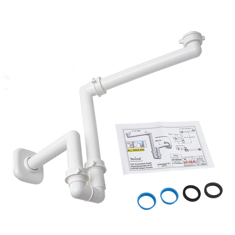 Siphon gain de place Kronenbach pour lavabo et plan-vasques