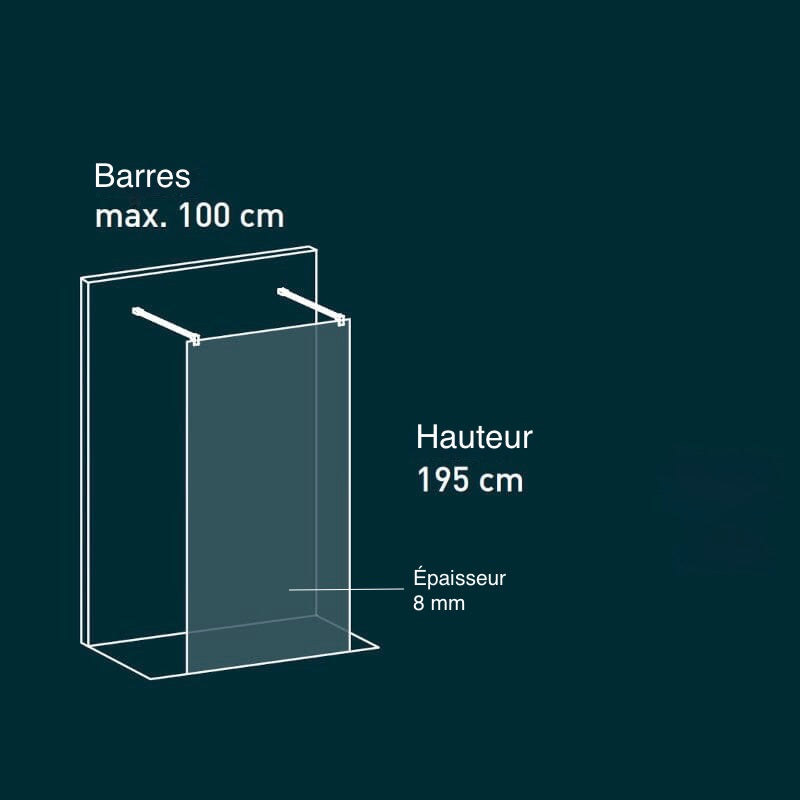 Paroi de douche fixe centrale 2 barres de fixation MANACOR - Le Monde du Bain