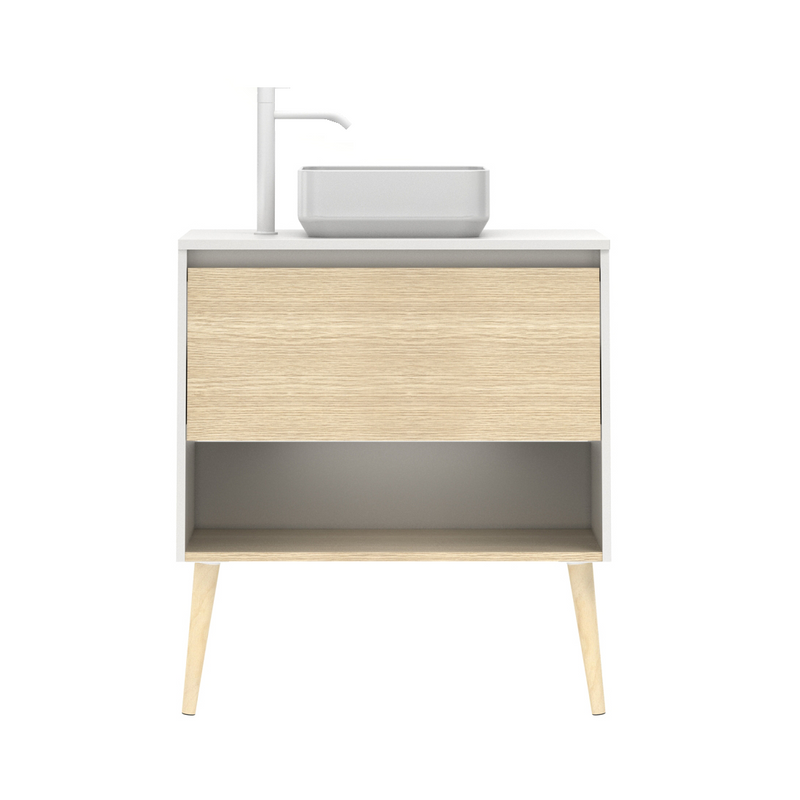 Meuble salle de bain avec vasque posée NARA TOP largeur 80 - Le Monde du Bain