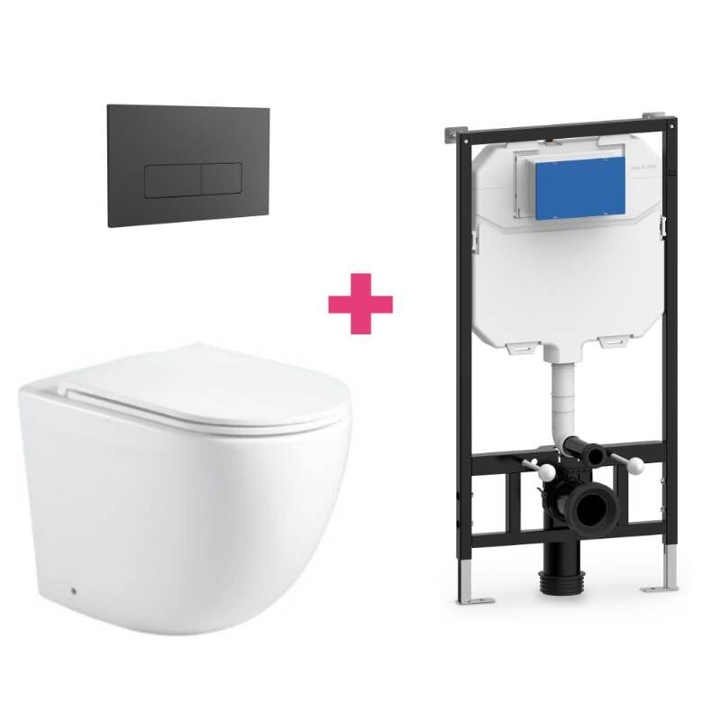 Ensemble WC suspendu GENOVA en céramique avec réservoir et bouton de chasse d&