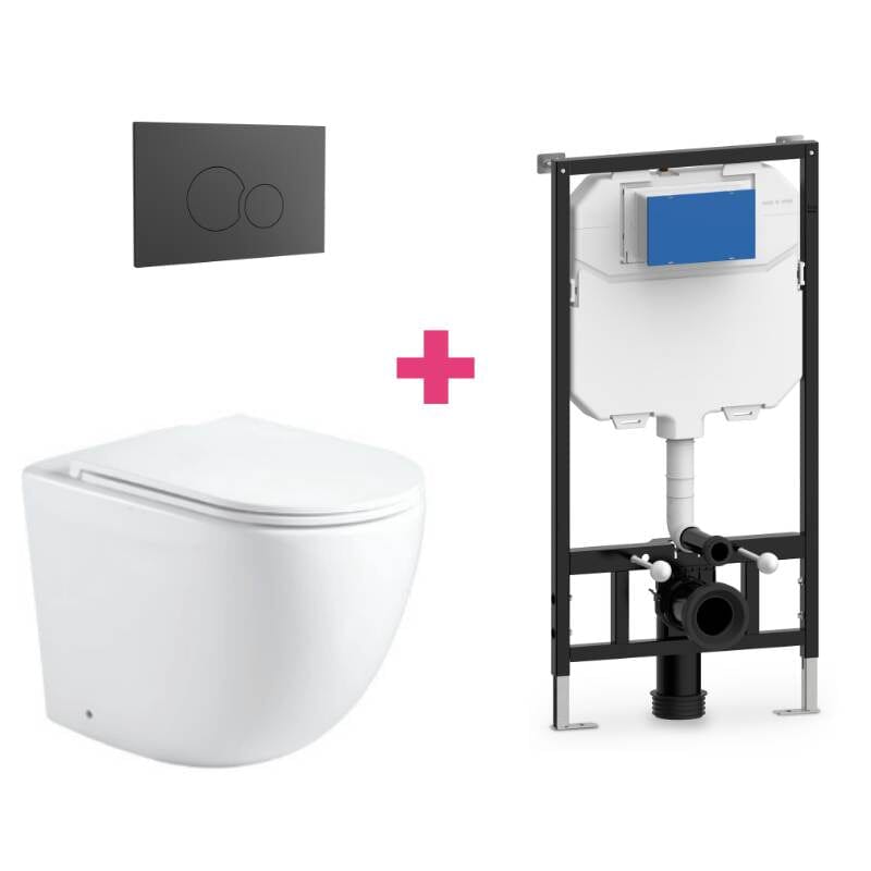 Ensemble WC suspendu GENOVA en céramique avec réservoir et bouton de chasse d&