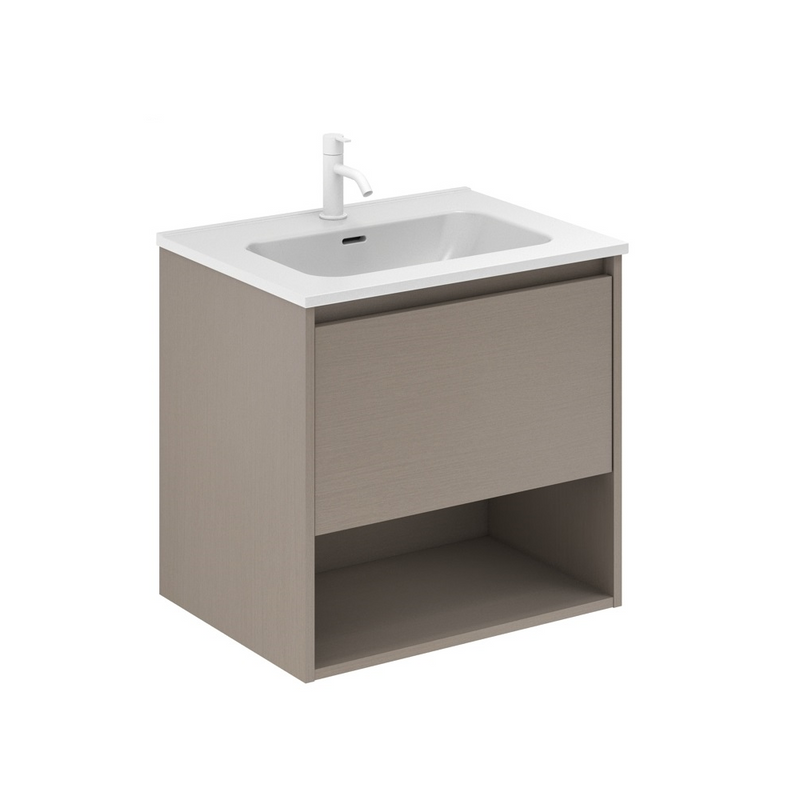 Meuble salle de bain suspendu NIWA largeur 60 cm, fumé sablé - Le Monde du Bain