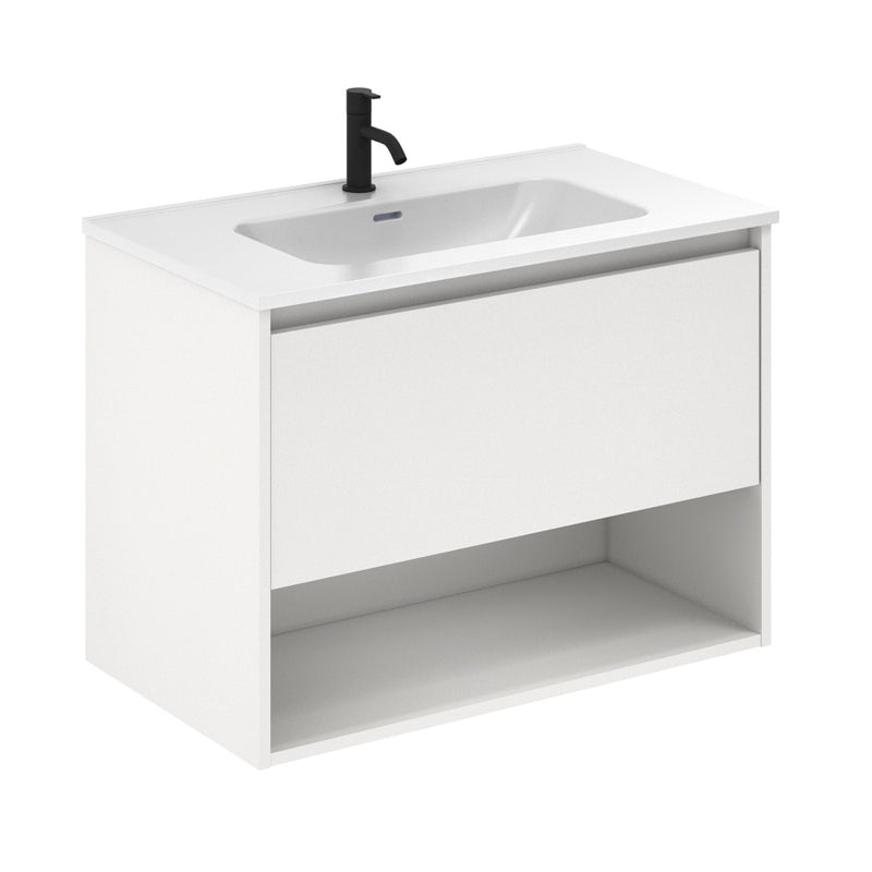 Meuble salle de bain suspendu NIWA largeur 60 - 80 cm, blanc brillant