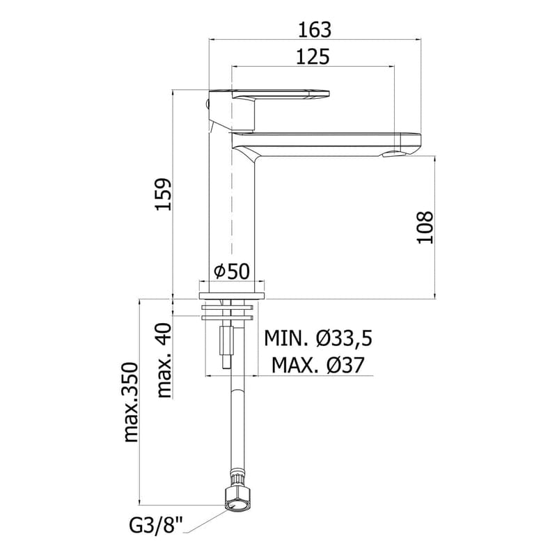 Mitigeur monocommande de lavabo PIANURA Aora, économie d&