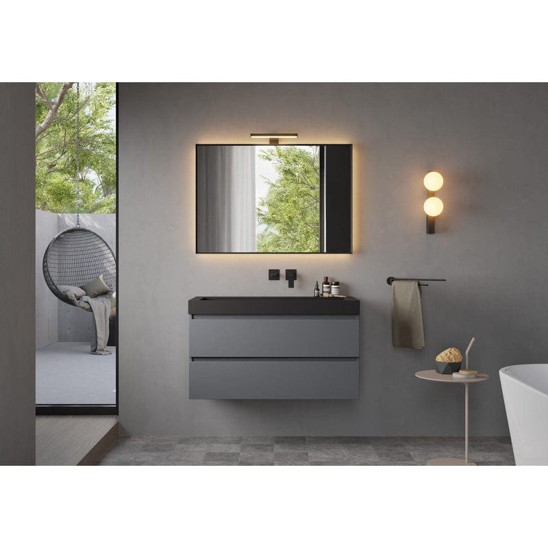 Mitigeur lavabo mural PIANURA Giulia 20 cm avec corps de base, économie d&