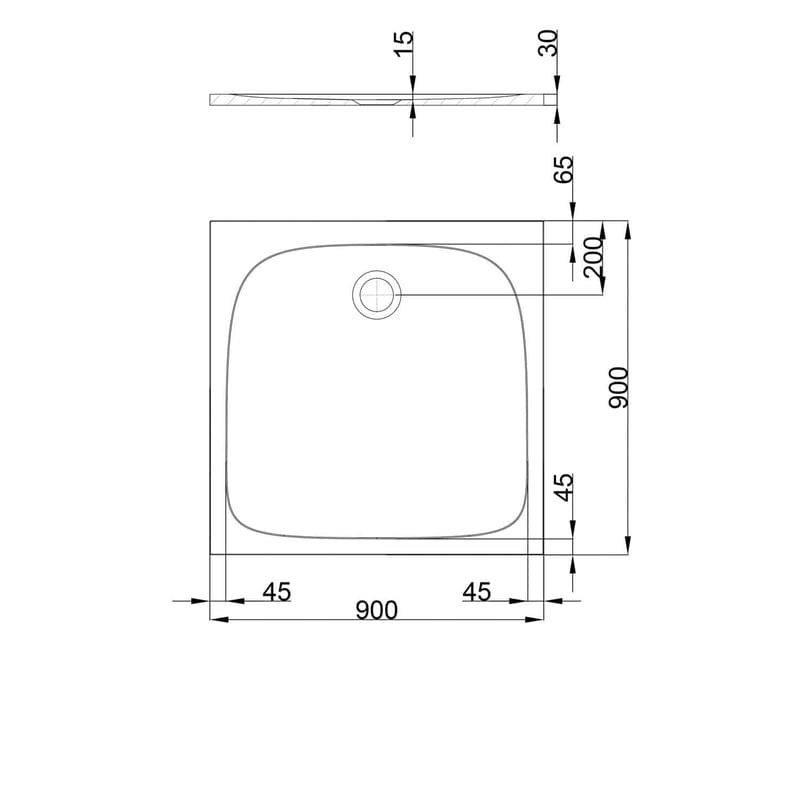Receveur de douche minéral PIANURA Emilia 90 x 90 x 3 cm