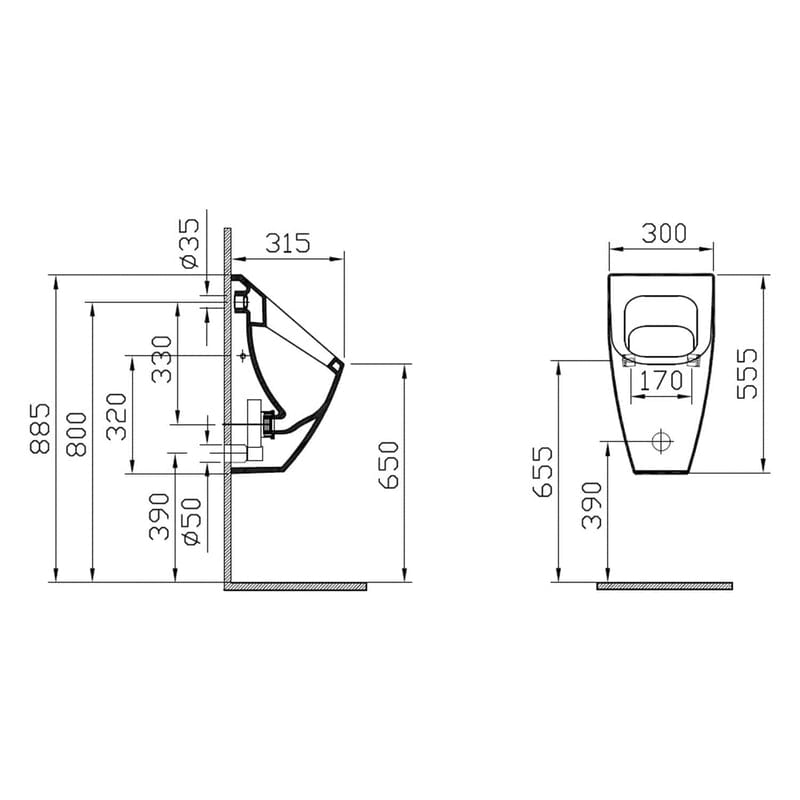 Urinoir PIANURA Andrea avec couvercle à fermeture amortie