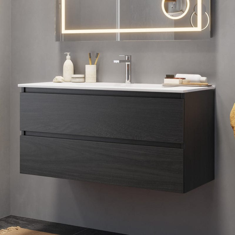 Lavabo PIANURA Stella avec meuble bas 121 cm, avec 2 trous pour robinetterie