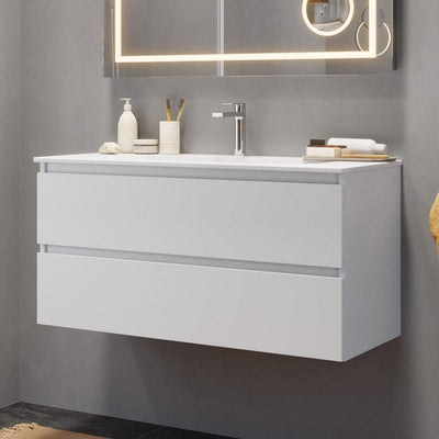 Lavabo PIANURA Stella avec meuble bas 121 cm, avec 2 trous pour robinetterie