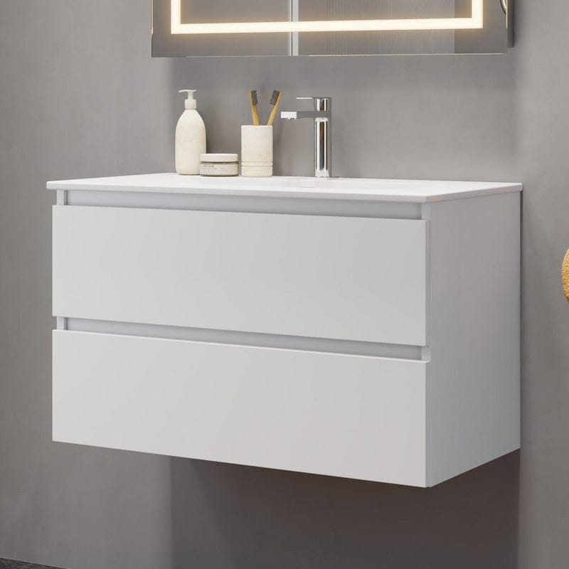Lavabo PIANURA Stella avec meuble bas 121 cm, avec 2 trous pour robinetterie
