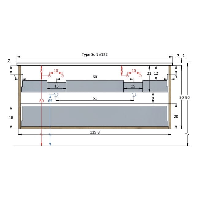 PIANURA Stella double vasque avec meuble bas 122 cm