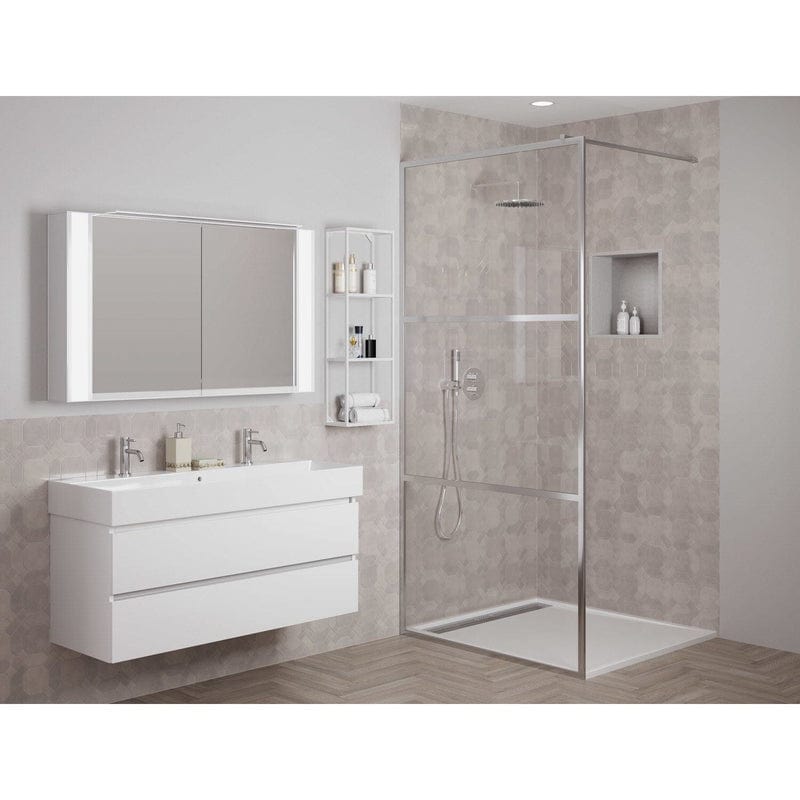 Lavabo PIANURA Stella avec meuble bas 121 cm, avec 2 trous pour robinetterie