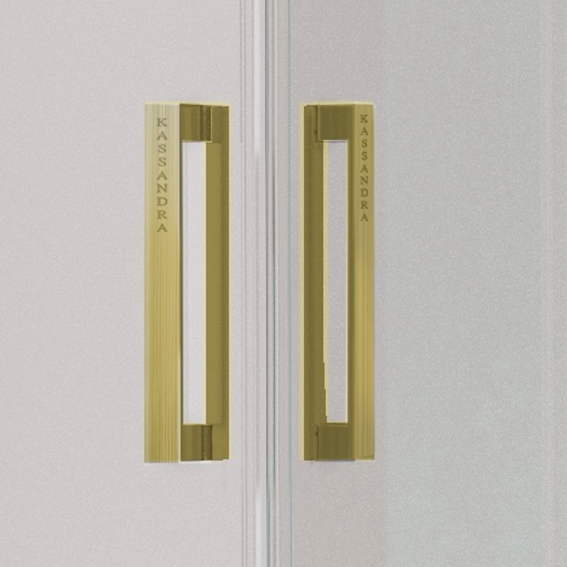 Poignees des parois de douche accès en angle 2 verres fixes + 2 portes coulissantes GLASÉ or brossé