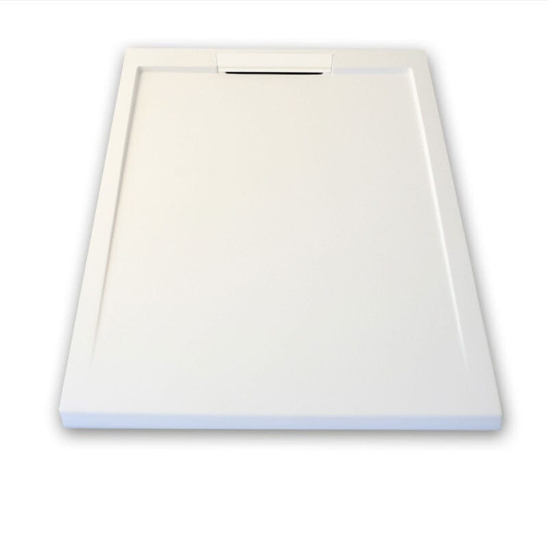 Receveur de douche extra plat LUX en résine surface ardoisée blanc - Le Monde du Bain