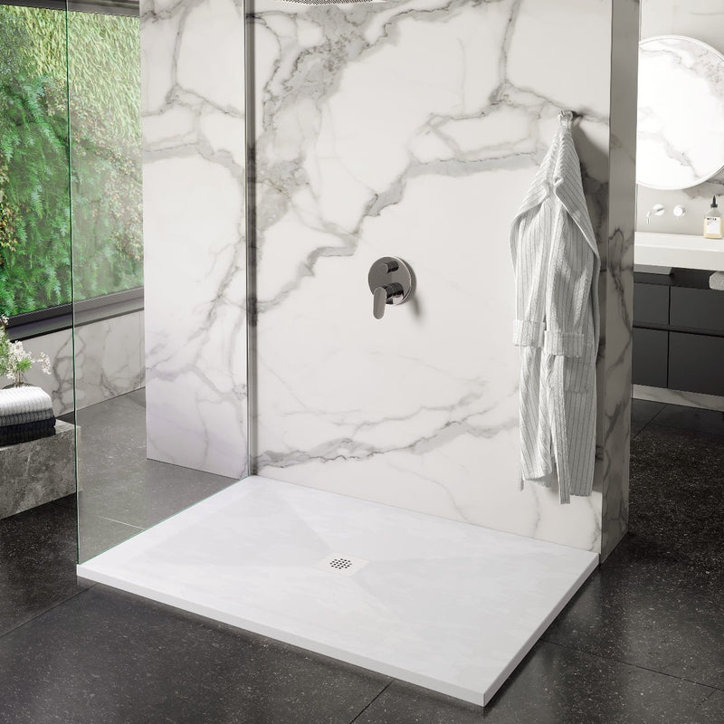 Mise en situation Receveur de douche extra plat DEXA en résine surface ardoisée blanc