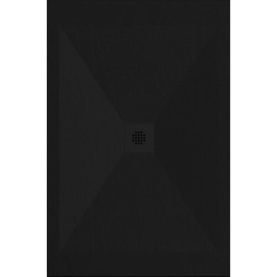 Receveur de douche extra plat DEXA en résine surface ardoisée noir, grille centrée coloris noir