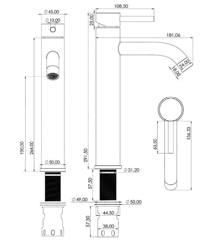 Grifo lavabo alto SLIGO dorado envejecido - Entorno baño