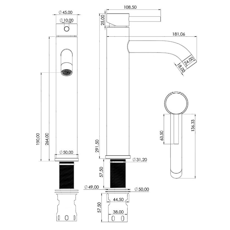 Robinet mitigeur lavabo réhaussé SLIGO blanc