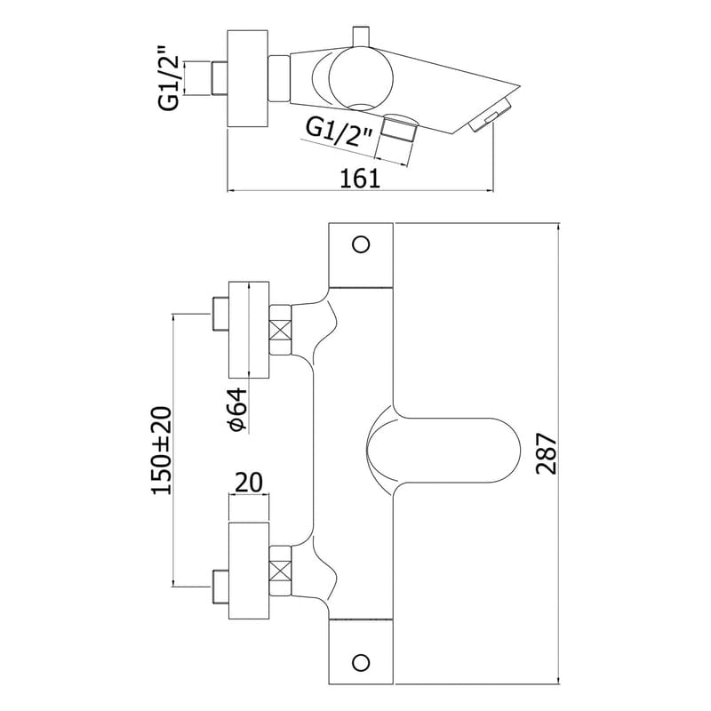Thermostat de bain STEINKAMP Living AP avec raccord de douche 1/2"