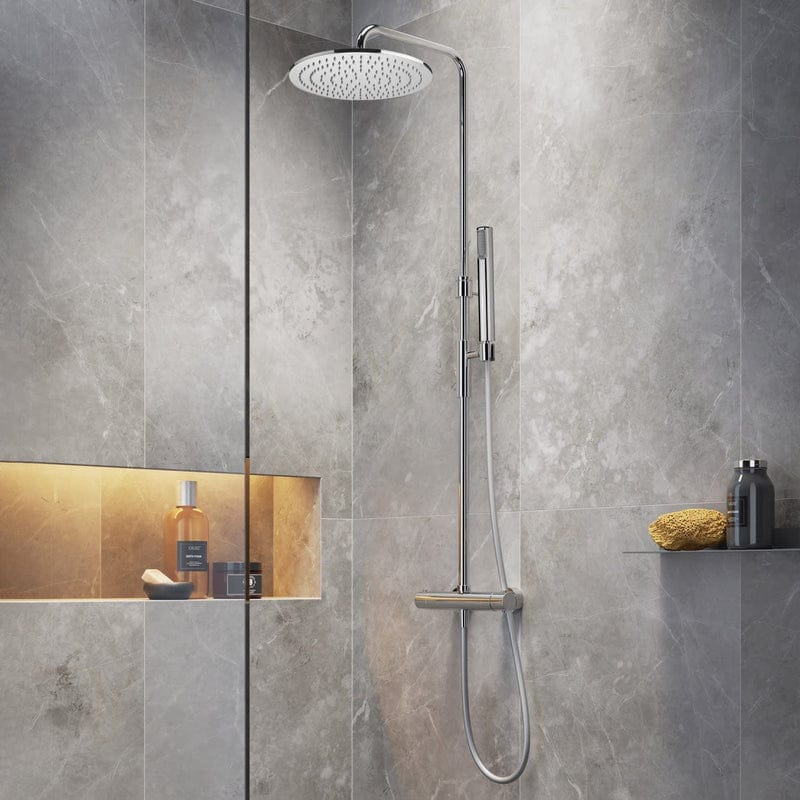 Système de douche thermostatique STEINKAMP Living AP avec douche de tête Ø 30 cm et douchette à main, réglable en hauteur