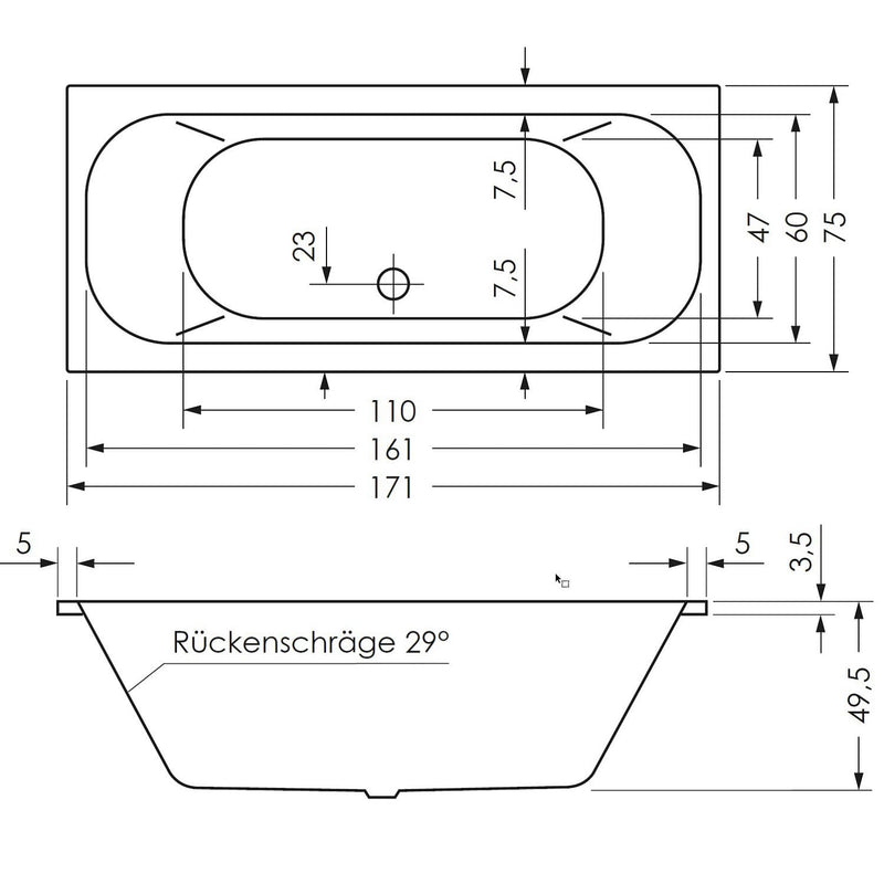 Steinkamp Life baignoire 170 x 75 cm