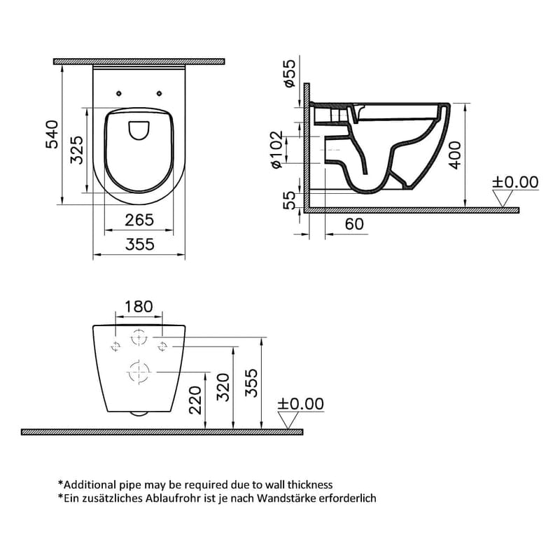 WC suspendu à fond creux STEINKAMP Living 2.0 sans rebord