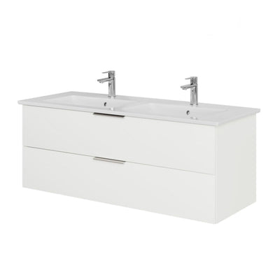 Steinkamp Living 2.0 meuble sous-vasque 125 cm avec meuble sous-vasque double Villeroy & Boch Venticello 130 cm CeramitPlus avec trop-plein